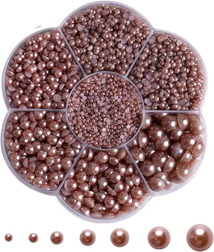 Miniatura 24 de 5700 piezas de medias perlas coloridas para manualidades, perlas de uñas para manualidades, accesorios de bricolaje, perlas de espalda plana
