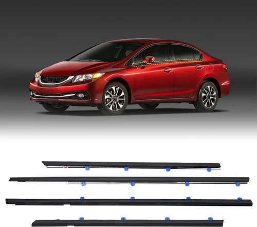 Miniatura 9 de 4 unidades de cinturón de sellado para ventana de puerta exterior de automóvil compatible con Honda Vehicle Civic 4 puertas Sedan 2016-2021