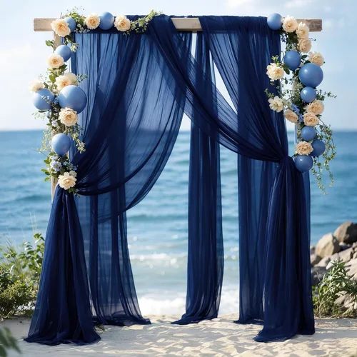 Miniatura 15 de Tela drapeada para arco de boda de 28 x 19 pies, telón de fondo de tela de gasa transparente, 1 panel de cortinas de rosa polvorienta para Cortina
