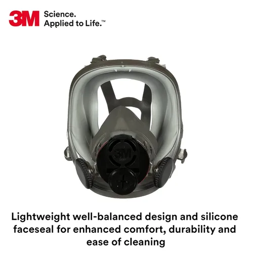Miniatura 6 de 3M Respirador reutilizable de pieza completa 6800DIN, NIOSH, protección respiratoria, lente grande, ANSI, ligero, facial de silicona, válvula