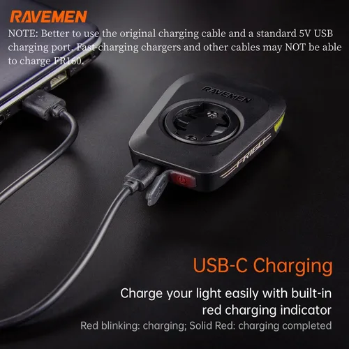 Miniatura 5 de RAVEMEN FR300/ FR160 Compatible with Garmin Bike Computer, Daytime Be Seen Bicycle Light, 6 Modes Cycling Computer Accessories, USB-C Rechargeable