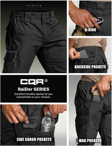 Miniatura 5 de CQR Pantalones tácticos para hombre, resistentes al agua, pantalones cargo Ripstop, ligeros EDC trabajo, senderismo, ropa para exteriores