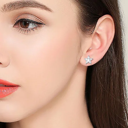 Miniatura 4 de Aretes de plata fina 925 en forma de corazón colgante para mujeres y niñas.