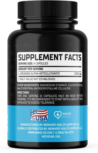 Miniatura 8 de Supreme Potency L-Arginina AAKG, 3200 mg, 100 cápsulas veganas Apoya la fuerza muscular, apoya la resistencia y la circulación, sin OMG, sin