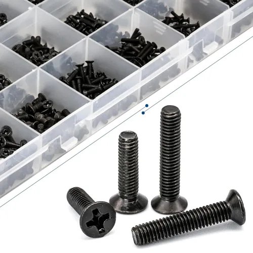 Miniatura 5 de NINDEJIN Juego de tornillos de acero al carbono para computadora portátil, 720 unidades, cabeza plana, surtidos de tornillos Phillips