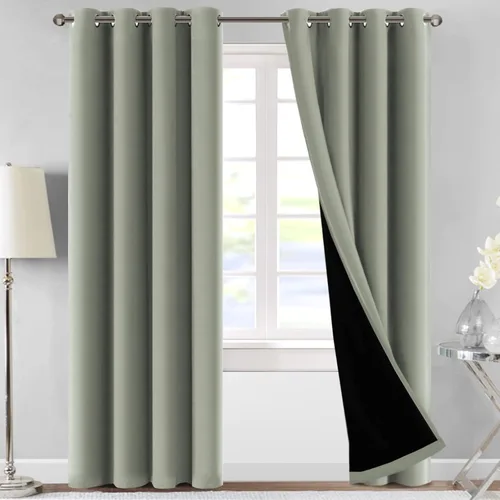 Miniatura 18 de MeilleMaison Paneles de cortina 100 % opacas para ventana de dormitorio, bloqueo de luz completa, de 84 pulgadas de largo, con aislamiento térmico