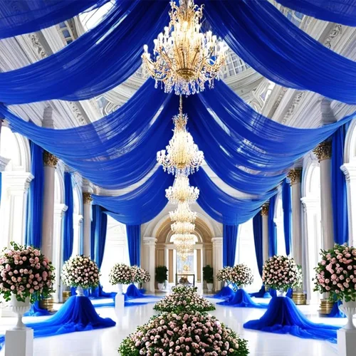 Miniatura 50 de 6 paneles de cortinas blancas para techo de boda, cortinas de techo de 5 x 10 pies, cortinas de tela transparente para arco de boda, cortinas