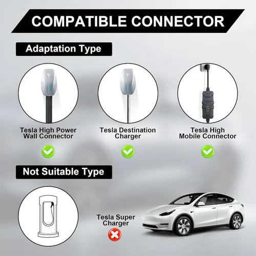 Miniatura 4 de Adaptador EV para Tesla a J1772, Max 40Amp 250V Adaptador de carga portátil Tesla para todos los vehículos eléctricos J1772, compatible