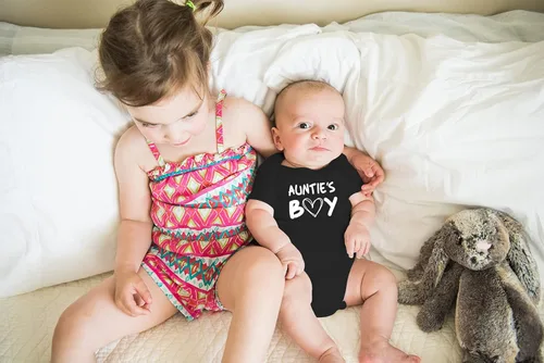 Miniatura 4 de AW Fashions Auntie's Boy - Body para bebé, divertido y lindo traje para bebé, adorable mameluco para recién nacido