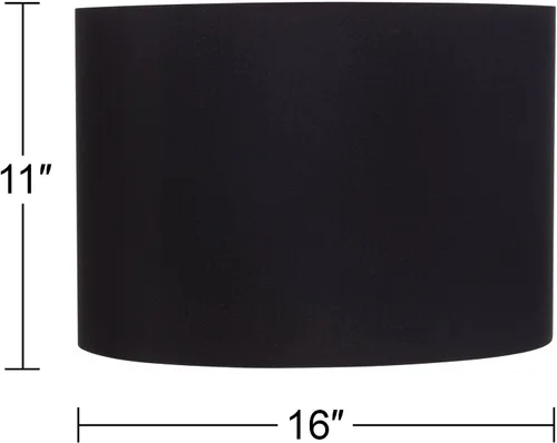 Miniatura 4 de Pantalla de lámpara de tambor de tapa dura grande negra (premontada) 16 pulgadas superior x 16 pulgadas inferior x 11 pulgadas de alto (araña)