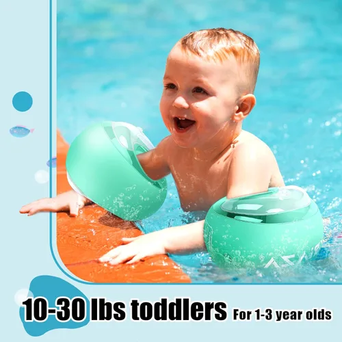 Miniatura 5 de Loowarts Flotadores de brazo para niños de 1 a 3 años, las bandas inflables flotan como alas de agua y trajes de baño, sistema de seguridad