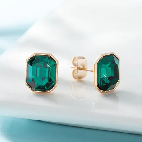 Miniatura 5 de Aretes de tuerca octágono de cristal austriaco para mujer, joyería hipoalergénica de plata de ley 925