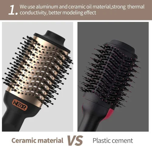 Miniatura 3 de NOOR Cepillo secador de pelo caliente 4 en 1, control de encrespamiento, cepillo secador de pelo, cepillo secador de pelo, cepillo para secar