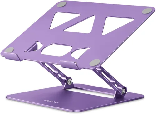 Miniatura 14 de Aoviho Soporte ajustable para laptop para escritorio, soporte portátil y elevador, soporte plegable de aluminio para computadora portátil para Negro