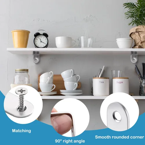 Miniatura 5 de Pelopy 100 soportes en forma de L de acero inoxidable de 90 grados, soporte de ángulo recto resistente para muebles de madera, silla, cajón