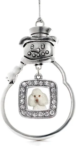 Miniatura 121 de Inspired Silver - Adorno de rodillo de reina - Adorno cuadrado de plata con muñeco de nieve con joyas de circonita cúbica