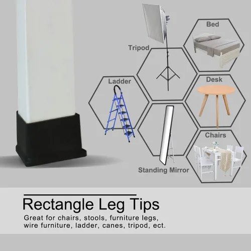 Miniatura 5 de uxcell Tapas rectangulares de goma para patas de silla, almohadilla de extremo, cubierta de pies para muebles, protector de suelo deslizante
