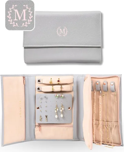 COSMIYA Joyero de viaje personalizado con inicial, regalos personalizados con monograma para mujeres, regalos de propuesta de dama de honor,