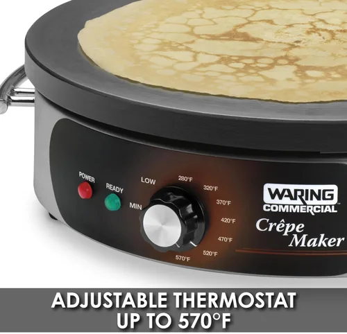 Miniatura 7 de Waring Commercial WSC160X - Máquina de crepas eléctrica comercial de 16 pulgadas, superficie de cocción de hierro fundido, base de acero inoxidable