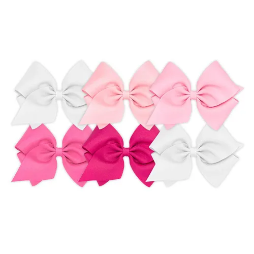 Miniatura 15 de Wee Ones Juego de 6 piezas de lazos para niña, paquete variado de grosgrain sólido en una pinza de pelo antideslizante WeeStay, mediano, azul, azul