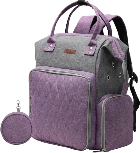 Miniatura 12 de crochet bag,knitting bagBackpack and Tote Bag Storage Bag ，Large capacityYarn Storage Organizer Travel Crochet Bag Women Carrying Crochet Rosa y Gris