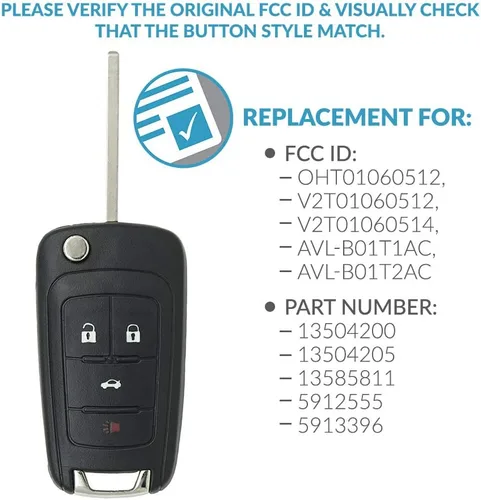 Miniatura 4 de Keyless2Go llavero de apertura remota de 4 botones para Camaro Equinox Verano Sonic y otros vehículos que utilizan FCC OHT01060512 (2 unidades)