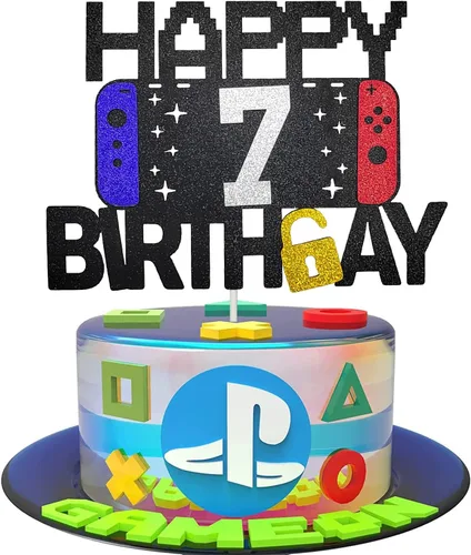 Miniatura 8 de Decoración de pastel de videojuegos de feliz 6º cumpleaños para niños y niñas de 6 años, decoración de fiesta de cumpleaños de nivel 6