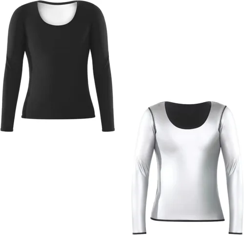 Miniatura 4 de Nano Hertz Traje de sudor para sauna, moldeador de cuerpo, camiseta de manga larga para mujer