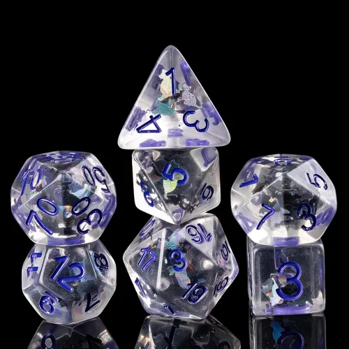 Miniatura 34 de Cusdie Dados DND de 7 troqueles, juego de dados poliédricos rellenos de animales, para juegos de rol, dados D&D (perro gris)