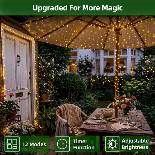 Miniatura 3 de QUHUATU - Guirnalda de 300 luces led de Navidad de 75 pies, 12 modos de iluminación, con memoria de temporizador, para árbol de Navidad, interiores