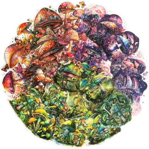 Miniatura 2 de 60 calcomanías holográficas de hongos para álbumes de recortes, calcomanías estéticas transparentes de Fairycore con brillo de fantasía, calcomanías