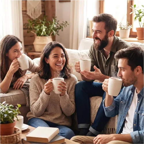Miniatura 6 de Juego de tazas de café de cerámica blanca de 6 a 14 onzas con asa para café con leche, té caliente, capuchino, moca, cacao, microondas