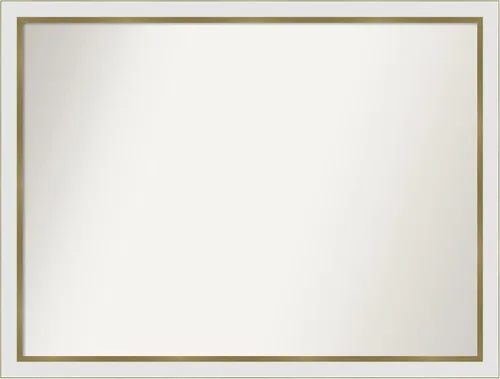 Miniatura 86 de Amanti Art Espejo de baño blanco para sobre el fregadero, 30 x 35 pulgadas, espejo de tocador rectangular estrecho de Eva de oro blanco, marco