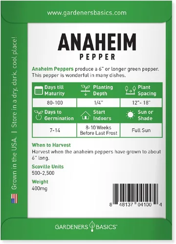 Miniatura 2 de Gardeners Basics, Anaheim Semillas de pimiento para plantar pimientos tradicionales sin OMG Anaheim semillas de plantas para verduras de jardín