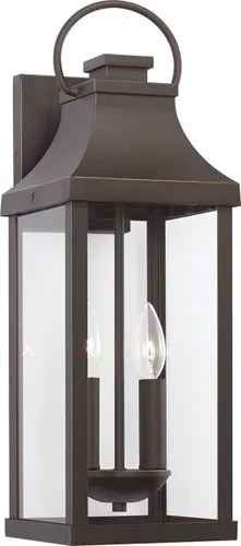 Miniatura 12 de Capital Lighting 946411BK Bradford - Farol de pared para exteriores de cristal transparente, 1 luz de 100 vatios, 17 pulgadas de alto x 6 pulgadas