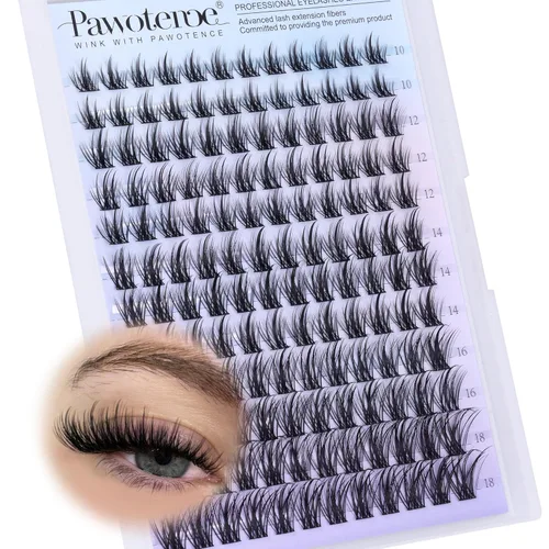 Miniatura 19 de Pawotence Kira - Extensiones de pestañas en racimo Wispy de 0.394-0.709 in, extensiones de pestañas individuales suaves y cómodas con banda fina