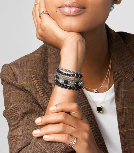 Miniatura 4 de Noessla Pulsera elástica de perlas con cuentas de plata, apilables, pulseras de cuentas de cristal, joyería de moda, regalo para el día de la madre
