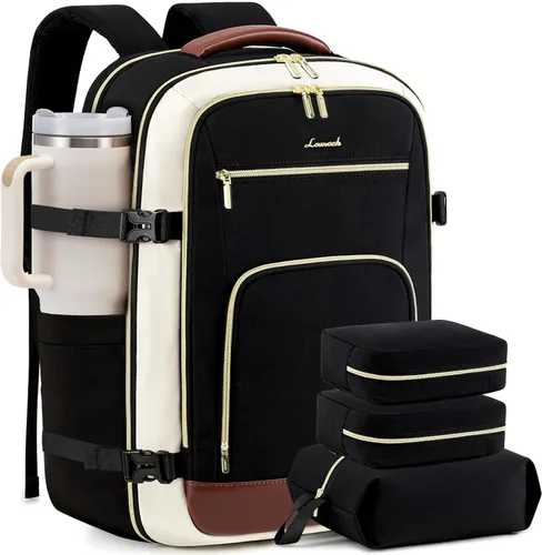 Miniatura 29 de LOVEVOOK Mochila de viaje para mujer y hombre, Beige, Mochilas de viaje
