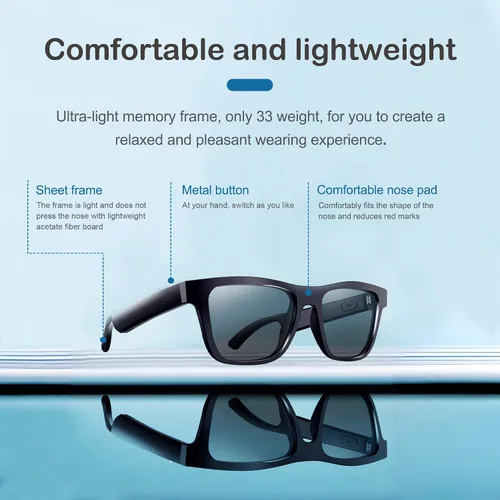 Miniatura 3 de Lentes de audio inteligentes, lentes de sol polarizados con Bluetooth, micrófono y altavoz integrados, asistente de voz, Bluetooth 5.0, gafas de sol