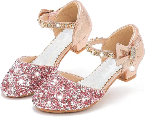 Sandalias para niñas, tacones cerrados, para bodas, fiestas, niñas, zapatos de vestir para niñas pequeñas y grandes