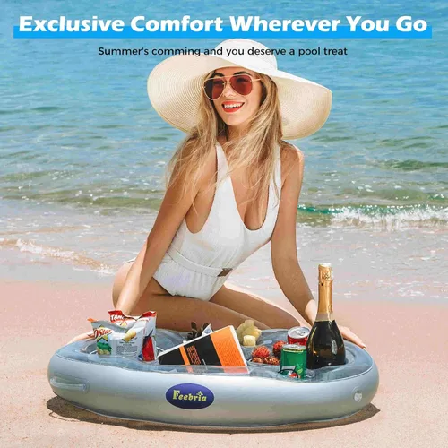 Miniatura 8 de Inflatable Pool Drink Holder with Large Capacity, Floating Drink Float for Hot Tub, Pool, Beach & Party - Holds Drinks, Phones & Snacks, Easy