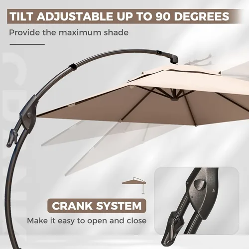 Miniatura 5 de Grand Patio 9x12 pies Sombrilla voladiza con base y funda para exterior, sombrilla rectangular de aluminio para terraza y jardín (Champán, 9x12 pies)
