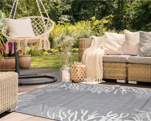 Miniatura 11 de Liora Manne Carmel - Alfombra decorativa de mezcla sintética para interiores y exteriores, de bajo perfil, contemporánea, decoración de peces Agua