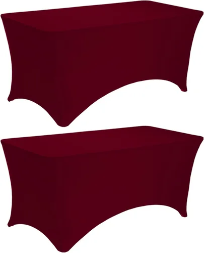 Miniatura 9 de Paquete de 2 manteles rectangulares de elastano de 6 pies, lavables, resistentes a las arrugas, para mesas plegables, bodas, fiestas, cumpleaños