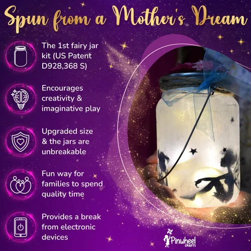 Miniatura 4 de Pinwheel Crafts Linterna de hadas de juguete para niños de 6 a 8 años de 8 a 12 años o más, haz tu propia luz nocturna, regalo de tarro de hadas