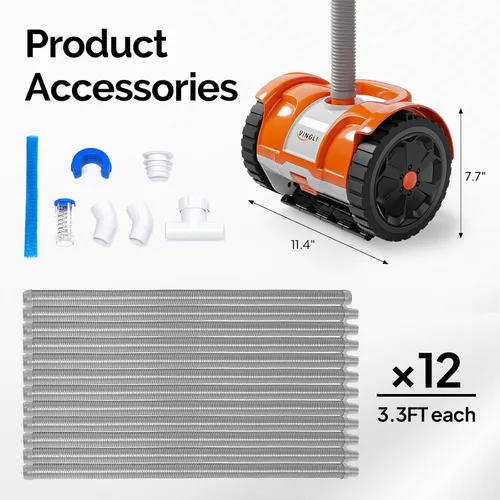 Miniatura 5 de VINGLI - Aspiradora de piscina lateral de succión automática (actualización 2025), potente barredora de pared para piscinas enterradas, incluye