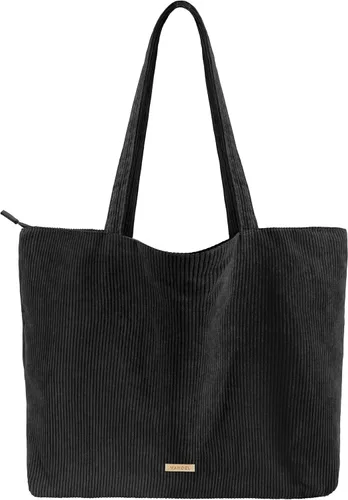 VANDEL Bolso tote de pana para mujeres y hombres con cremallera y bolsillos interiores. Bolso tote con cremallera, bonita bolsa estética