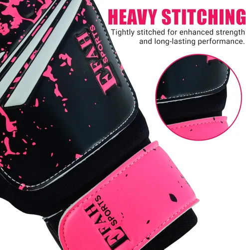 Miniatura 4 de Guantes de portero de fútbol para niños y jóvenes, guantes de portero de fútbol con agarres fuertes Rosa