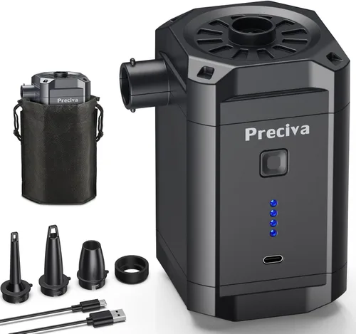Preciva Electric Air Pump for Inflatables - 18W Portable Air Pump with 3 Nozzles - 4kPa Inflator/Deflator Pumps - fit for Outdoor Camping, Air