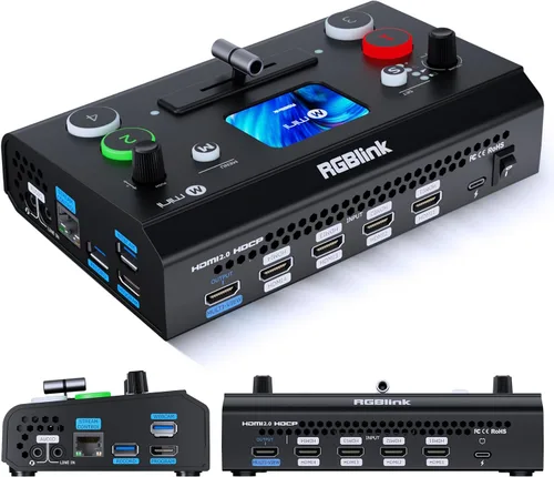 RGBlink Mini V3 Conmutador de Video con Características Personalizables a través de la Nube TAO – Conmutador HDMI 4K, Pantalla Táctil de 2.1",